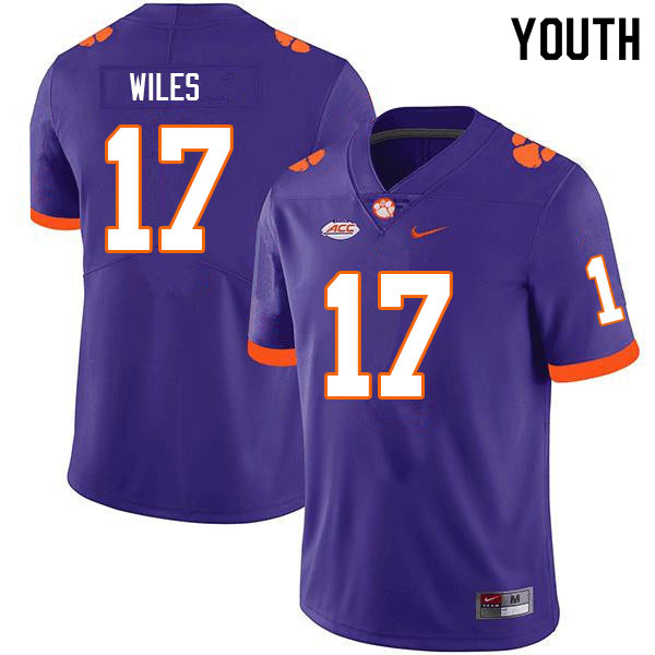 Youth #17 Billy Wiles Clemson Tigers College Football Jerseys Sale-Purple